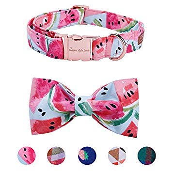 USP Pet Soft&Comfy Bowtie Dog Collar and Cat Collar Pet Gift for Dogs and Cats Adjustable Pure Cotton Collars 6 Sizes and 5 Patterns