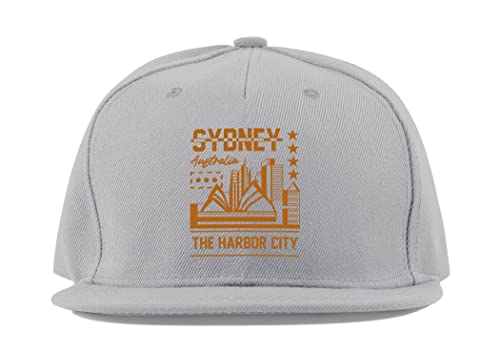 Casquette de baseball Sydney visière plate en coton gris taille unique unisexe