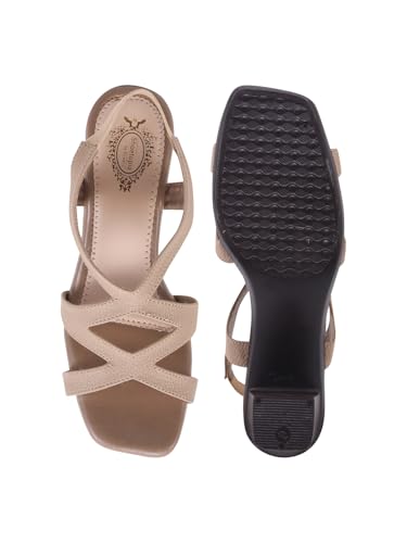 Image of Shoetopia Women's Stylish Block Heel Sandals | Comfortable Slingback Heels for Casual, Party & Office Footwear