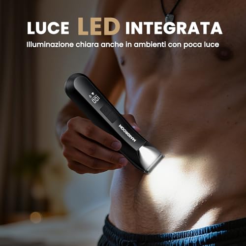 Maxgroom Rasoio Elettrico Corpo Uomo, Rasoio Parti Intime Uomo Depilatore Intimo Ricaricabile Con Uso Umido E Asciutto, Taglia Peli Viso, Schiena, Torace, Ascelle E Parti Intime - 8