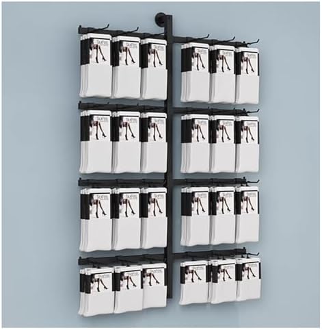 Wall-Mounted Metal Socks Storage Organizer & Display Stand - Space-Saving Hook for Jewelry, Necklaces, Bracelets, Rings - Stylish Black Shelf for Accessories