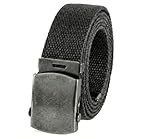 BC Belts Canvas Web Belt Military Style Antique Silver Buckle/Tip Solid Color 54