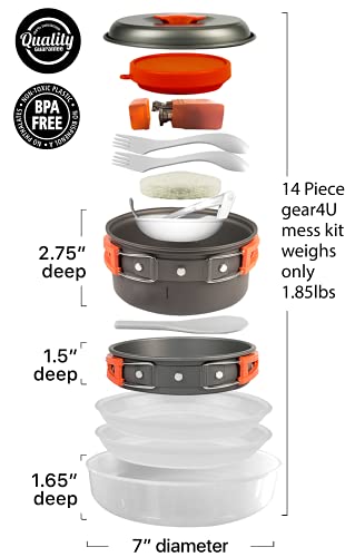 image for gear4U Camping Cookware Kits - BPA-Free Non-Stick Anodized Aluminum Me