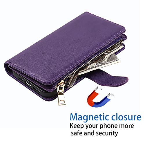 Cavor For Iphone 14 Plus Wallet Case For Women Men,Phone Case For Iphone 14 Plus Case With Strap And Stand,Iphone 14 Plus Case With Card Holder Leather Shockproof Magnetic Protective Cover,Purple #TOP5