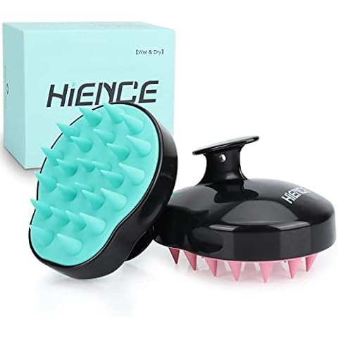 Hience 2-Pack Hair Scalp Massager Shampoo Brush, Shower Hair Scalp Scrub Brush with Soft Silicone Bristles for Dandruff Removal, Scalp Care and Hair Growth, Wet & Dry Head Scrubber Scalp Exfoliator Cover