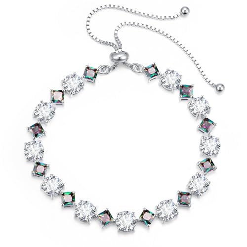 FANCIME Rhythm of Light Sterling Silver Tennis Bracelet Birthstone Bolo Tennis Bracelets for Women Fine Jewelry Birthday Gifts for Women2