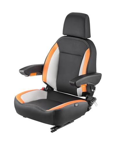 VEVOR Asiento Universal para Carretilla Elevadora 52 x 59 x 82 cm Asiento con Respaldo Ajustable, Reposabrazos, Reposacabezas y Cinturón de Seguridad, Microinterruptor, para Cortadora de Césped