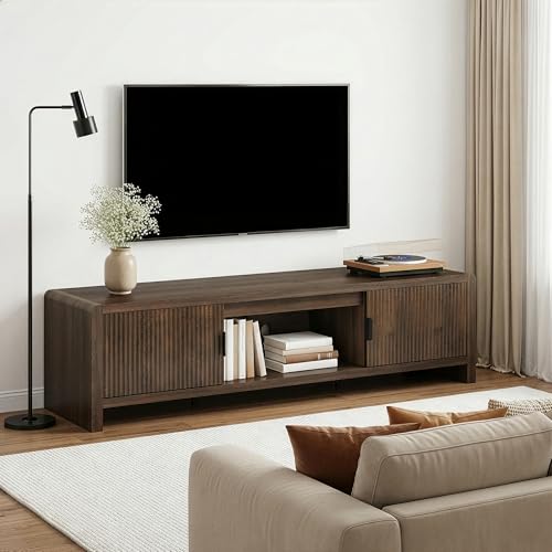 [en.casa] TV Schrank Lukkodso Lowboard mit 2 Türen und 3 Fächern Fernsehschrank 150 x 40 x 40 cm TV Board TV Kommode Fernsehtisch Sideboard Walnussoptik