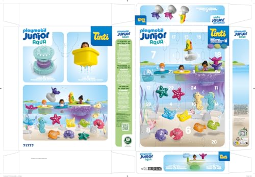 PLAYMOBIL JUNIOR & Tinti | Bunter Badespaß Adventskalender | Nachhaltiger Adventskalender mit Wasserspielzeug | Tägliche Überraschungen für Kinder ab 1 Jahr | Perfektes Weihnachtsgeschenk | 71777
