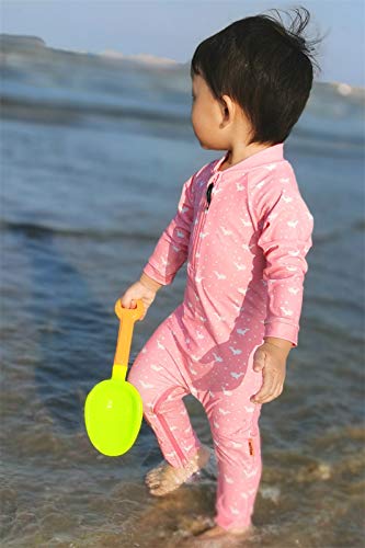 Image of weVSwe Baby Girl Toddler UPF 50+ Rash Guard Swimsuit Sun Protection Beachwear Zipper Bathing Suit 0-3 Years