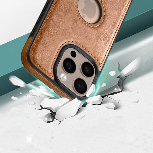 Image of Leather Case for Apple iPhone 16 Pro Max Premium Protective Stylish Slim Cover with Shockproof Raised Edges Brown