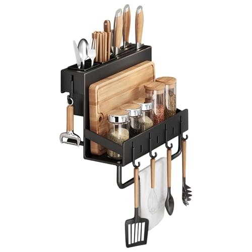 ANQIA Multifunctional Wall-Mounted Knife Holder Kitchen Utensils Holder Spice Storage