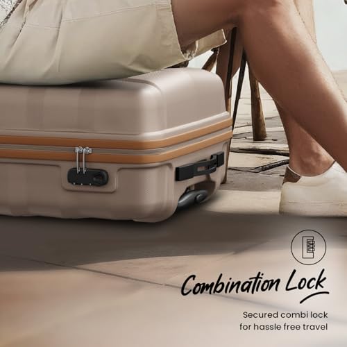 Image of Aristocrat Comet 8 Wheel Cabin (Small Size) Hard Case Trolley Bag | Combination Lock | Tough and Durable Polycarbonate Luggage | 3 Year International Warranty | 56 CM Suitcase for Travel | Champagne