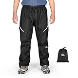 KEMIMOTO Men's Packable Waterproof Cycling Rain Pants, Windproof Breathable Lightweight Over Pants Outdoor Pants for Hiking Commute Running Fishing Black