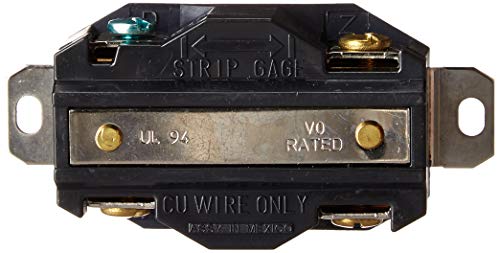 Leviton 2420 20 Amp, 250 Volt- 3PY, Flush Mounting Locking Receptacle, Industrial Grade, Grounding, V-0-MAX (Black) by Leviton - Image 4