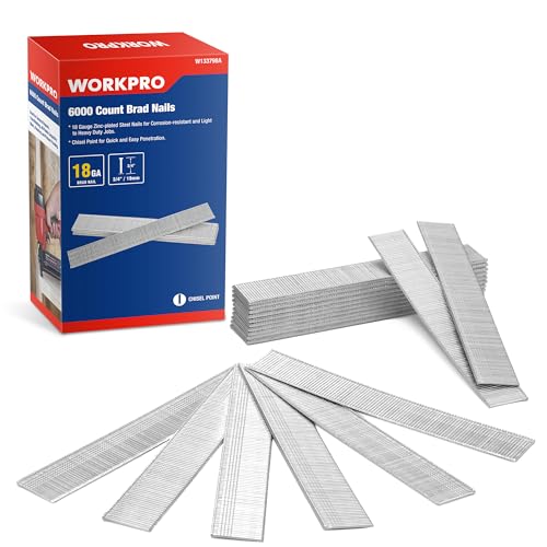 WORKPRO 3/4'' 18 Gauge Brad Nails, 6000 Count Finishing Nails,