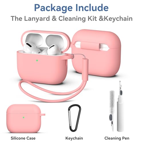 Image of Meliya for AirPods Pro 3 Case 2025 with Cleaner Kit, Soft Silicone Protective Case for Apple AirPods Pro 3rd Generation with Keychain & Lanyard for Women Men (Pink, Airpods Pro 3 2025)