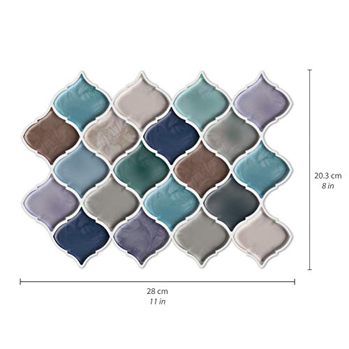 Walplus Peel And Stick Backsplash Tiles Sticker For Kitchen Stick On Backsplash 8 Sheets 11" X 8" Subway Tile Bathroom Splashback Water Heat Resistant Jewel Green Blue Glossy Spring Easter Decoration #TOP4