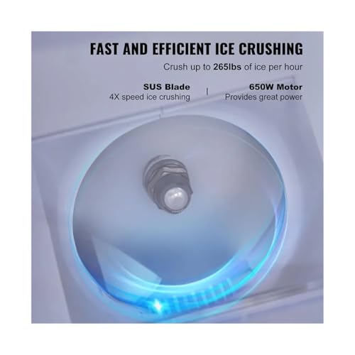 Máquina fabricadora de hielo, ralladora comercial de hielo eléctrica por hora, máquina para conos de nieve, con caja de hielo, mesa de trabajo, para hogar/cocina/acampada/RV miniatura 7