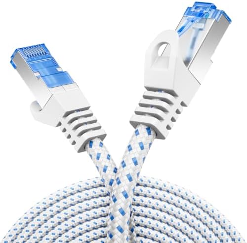 deleyCON 5m CAT 8 Patchkabel RJ45 S/FTP 40 Gbit/s 2000 MHz - Weiß | Gigabit Netzwerkkabel Ethernet Kabel, POE CAT8 LAN Kabel, für PS5, Router, Modem, TV, Switch, Laptop