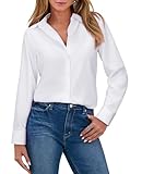 siliteelon Button Down Shirts for Women Wrinkle Free Dress Shirts for Women Long Sleeve Work Formal Office Casual Blouses Tops White S