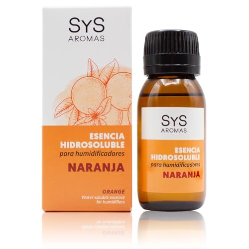 Esencia Hidrosoluble Naranja 50ml Humidificador SYS Aromas. Notas Cítricas y Frutales. Uso en Humidificadores y Difusores. Fragancia para el Hogar Duradera.