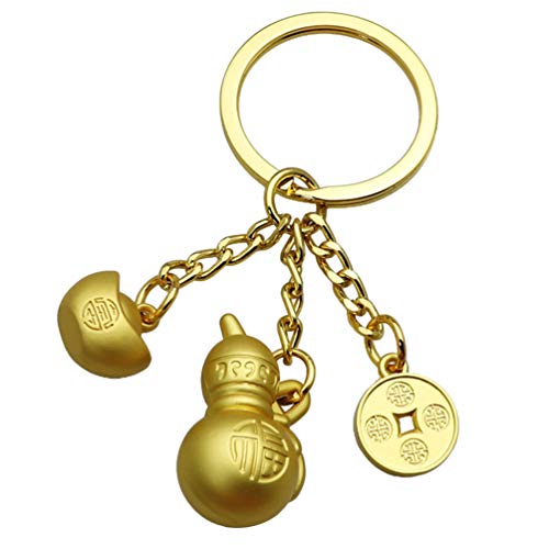 VORCOOL Chaveiro Feng Shui Chaveiro de latão chinês cuia Wu Lou chaveiro Feng Shui com lingote de ou