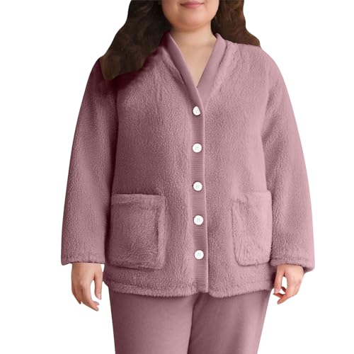 Bata de forro polar mullido pijama de felpa mujer abrigo cálido con bolsillos