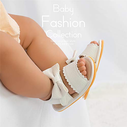 Meckior Baby Toddler Infant Girls PU Leather Soft Open Toe Summer Sandals Flower Princess Flat Shoes3