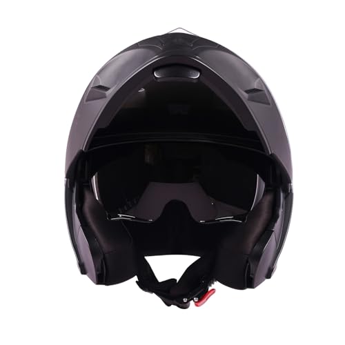 Image of Royal Enfield Stealth Modular Helmet with A Free Visor | ISI & DOT Certified | HIGH IMAPACT Grade ABS & Fiberglass | Internal Fabric- POLYGEINE | HIGH Density EPS Liner MATT Black (XL) 62CM