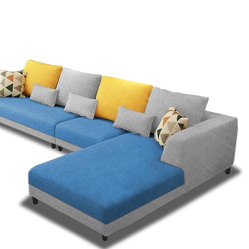 Image of Galib RHS 6 Seater L Shape Sofa Set for Living Room (Turquise Grey Fabric) Premium Fabric Sofa