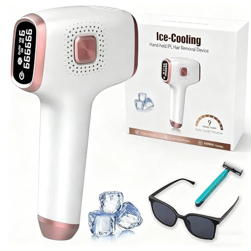 MINYII Laser Hair Removal with Ice Cooling Care Function for Women and Men Permanent,999,999 Flashes Painless IPL Hair Remover, Hair Removal Device for Armpits Legs Arms Bikini Line (Rose Gold)