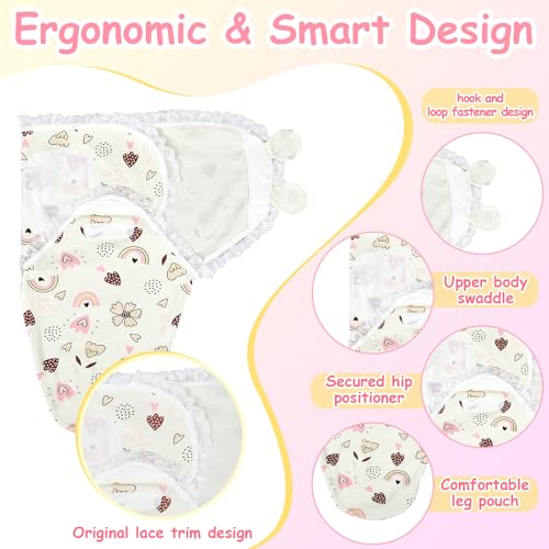 Image of Ramede 6 Pack Swaddle Blanket with Hats for Baby Girl Boy 100% Cotton Swaddles 0-3 Months, Adjustable Breathable Skin Friendly Receiving Blanket Wrap, Essential for Newborns(Lace,Light Color)