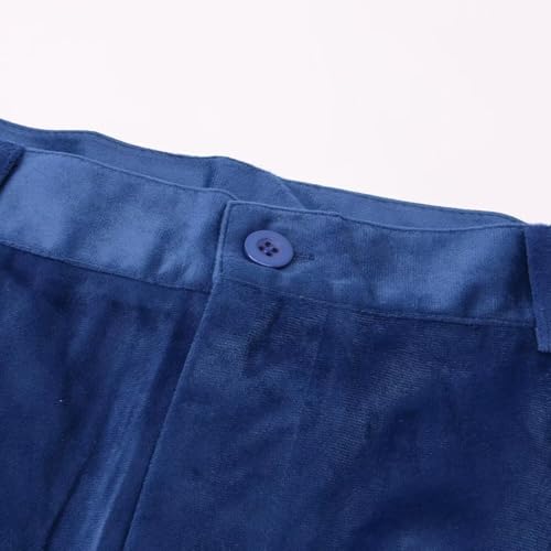 Men's Velvet Suit Pants Expandable Waist Business Straight Leg Pleat-Front Dress Pants2