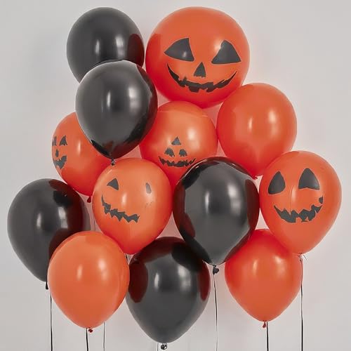 Image of AMFIN (Pack of 32) Happy Halloween Party Death God Foil Balloons - Black & Red