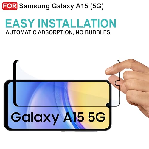 Image of CEDO Tempered Glass for Samsung Galaxy A15 (5G) | Screen Protector Full HD Quality Tempered Glass Anti-Scratch Edge to Edge Coverage with Easy Installation Kit (Black)