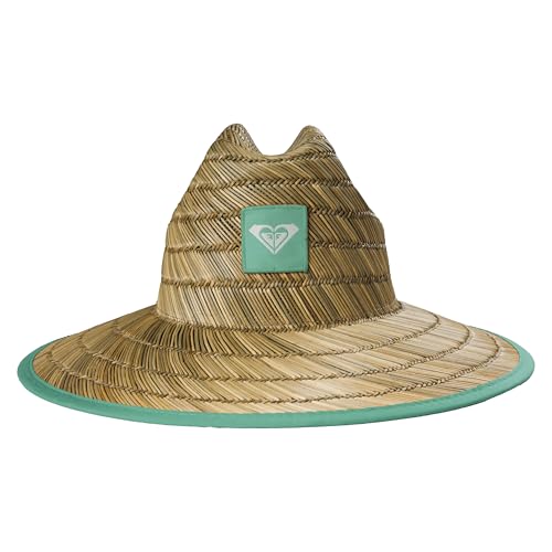 Roxy Girls' Tomboy Woven Straw Hat | Wide Brim | Adjustable | Sun Protection | Beach | Vacation | Natural, Wasabi3