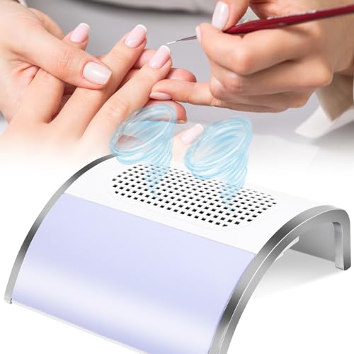 Hombasing 80W Aspirador UñAs, Conveniente Aspirador De UñAs, Aspirador UñAs Profesional Con 2 Ventiladores, Secador UñAs Sin Luz, Adecuado Para El Hogar Y El SalóN De UñAs