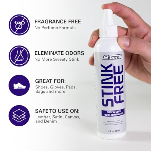Image of 2Toms StinkFree Shoe Odor Eliminator Spray for Shoes & Gear, 8 Ounces | Odor Eliminating Spray for Smelly & Stinky Shoes & Athletic Gear