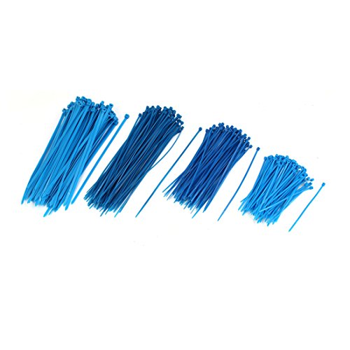 Aexit 4 Sizes Clamps Network Cable Cord Wire Nylon Zip Ties Straps Blue 400 Strap Clamps in 1