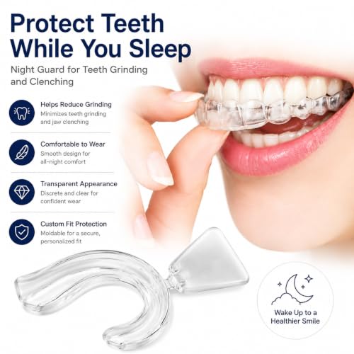 Image of 4Pcs Medical-Grade Silicone Night Guard for Teeth Grinding and Bruxism, Transparent Dental Guard for Sleep, Sports and Custom Fit Protection, Reusable Mouth Guard