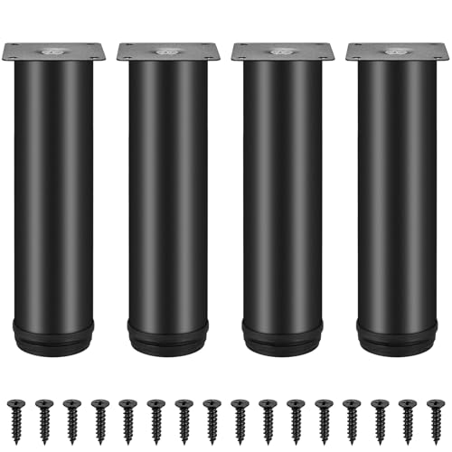 4 Pcs Patas para Muebles Negro, 20cm Patas para Mesas Ajustable 0-15 mm, Patas Regulables para Muebles, Patas para Sofas, Patas para Mesitas de Noche Canape Mesas Muebles Sofá Mesa Estantes