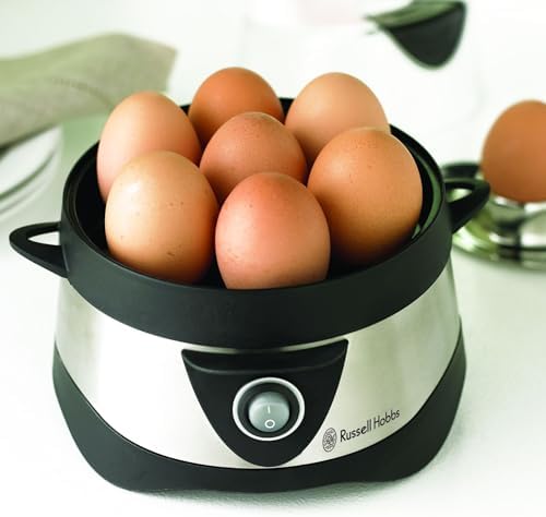 Bild 2 - Russell Hobbs Eierkocher [Testsieger, 1-7 gekochte od. 3 gedämpfte Eier auf den Punkt genau] Edelstahl (inkl. Dampfgarer-Einsatz, automatische Abschaltung, Signalton, BPA-frei, Messbecher) 14048-56