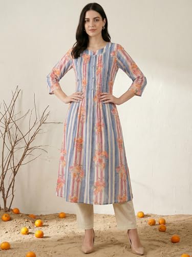 Image of INDO ERA Women's Cotton Ethnic Co-Ord Set | Kurta Pant Set | Stylish Cotton Suit Set for Women,10126 | Cord Set For Women Cotton |