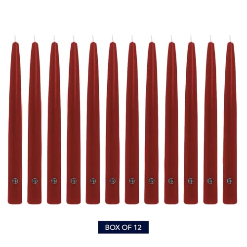 Image of Colonial Candle Unscented Taper Candle, Handipt Collection, Traditional Cranberry, 10 In, Pack of 12 - Up to 8 Hours Burn