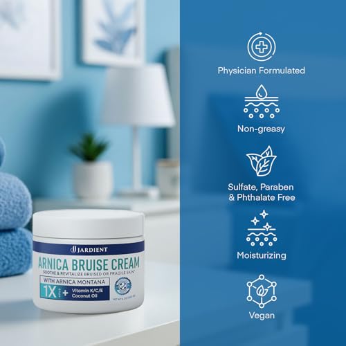 Jardient Arnica Bruise Cream Extra-Strength: Fast-Acting for Bruising & Swelling on Thin Skin - Advanced Formula with Arnica Montana Vitamin K C & E - Soothing Hydrating for Face and Body (4 Fl Oz (Pack of 1))