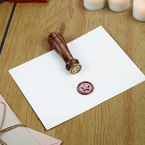 Letter Stamp Wax Seal Kit - Wooden Box with Pot, Sticks and Burner Wood Handle Seal Stamp Star Head - Ideal for Wedding Gift Invitation, Birthday Letter Envelope Sealer Set - 6" Wax Kit Gift Set