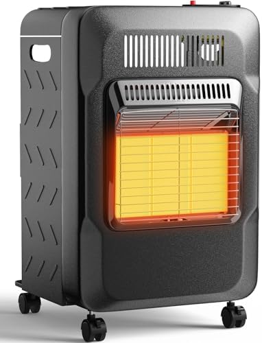 18,000 BTU Propane Heater Indoor Outdoor Use, 3 Adjustable Heat Settings, Portable Space Heater with Tip-Over & ODS Safety for Garage Camping Patio Power Outage Emergency Heating