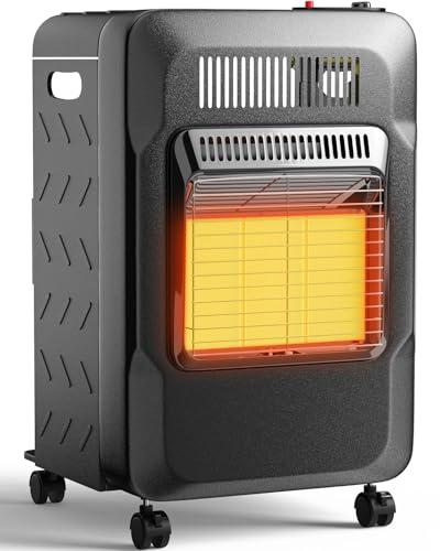 18,000 BTU Propane Heater Indoor Outdoor Use, 3 Adjustable Heat Settings, Portable Space Heater with Tip-Over & ODS Safety for Garage Camping Patio Power Outage Emergency Heating