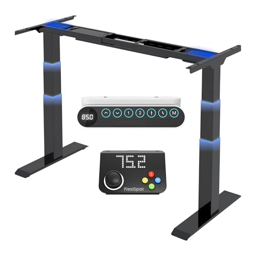 FLEXISPOT E6 MAX Estructura Escritorio Elevable Eléctrico Estructura Mesa Elevable con 2 Motores 3 Etapas, Panel de Control de Puerto USB o Control con Joystick, 58-123cm, Carga de 160KG (Negro)
